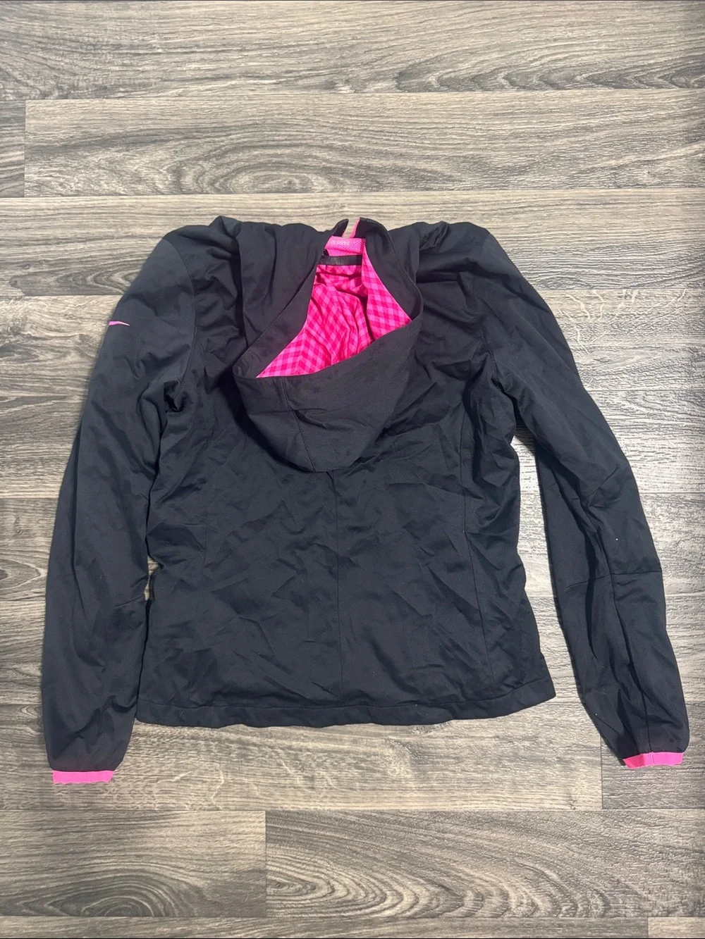 Nike Black Hooded Jacket with Hot Pink Trim